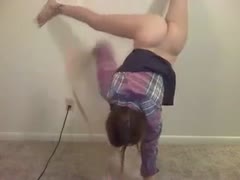 In an odd position, a kinky dilettante bootylicious cam nympho masturbates.